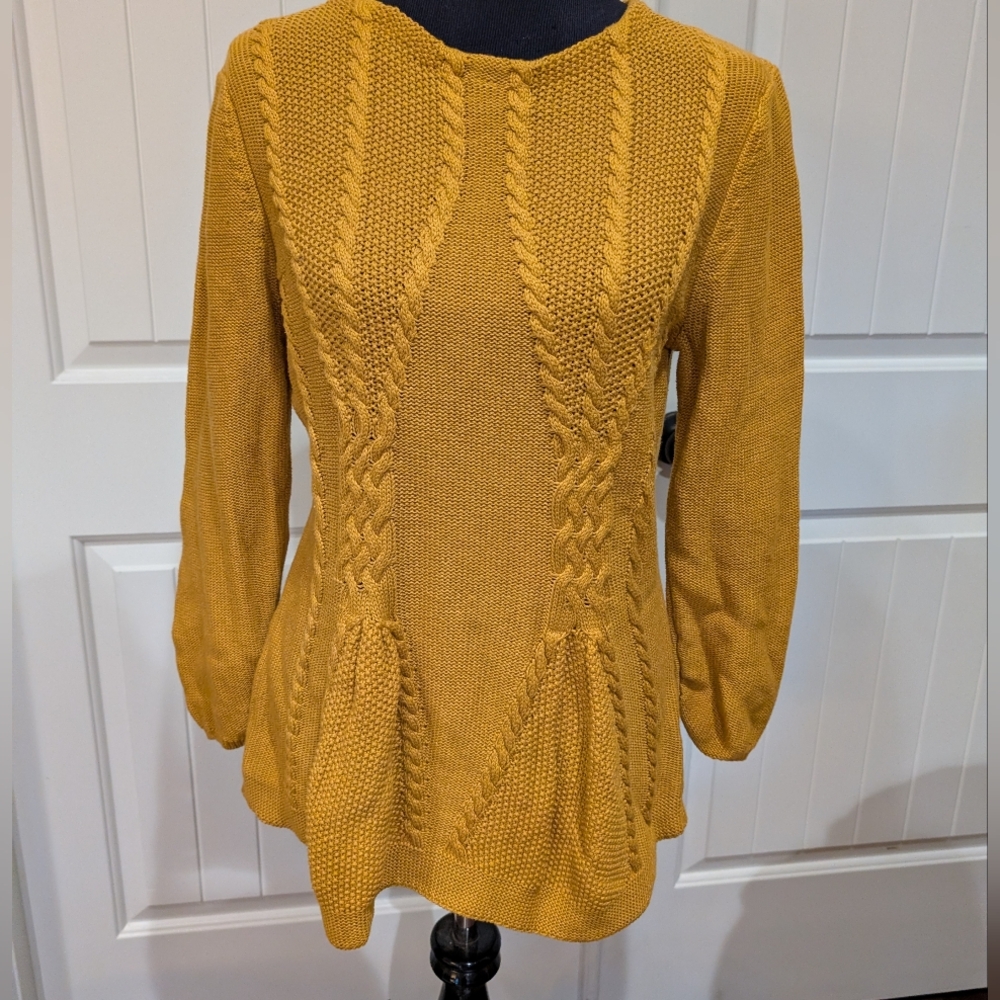 Cupio Mustard Cable Knit Sweater